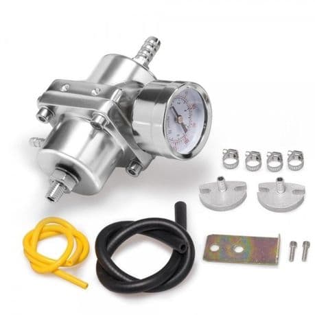 Fuel Pressure Regulator Entry With Gauge Silver FPR003