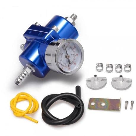 Fuel Pressure Regulator Entry With Gauge Blue FPR003